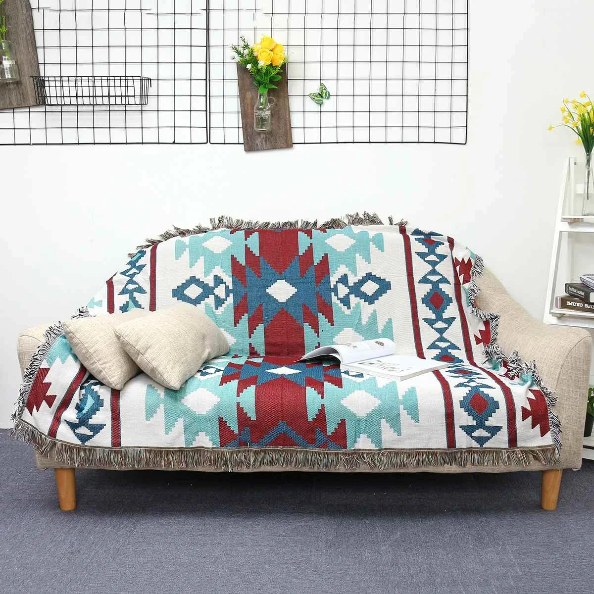 

Геометрический коврик одеяла для дивана в стиле ретро Navajo, покрывало для кровати, уличные пляжные песчаные полотенца