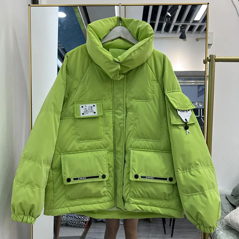 Chaqueta corta de plumón de pato para Mujer, abrigo cálido de invierno 2023, parka acolchada de nieve, a la moda, 90%