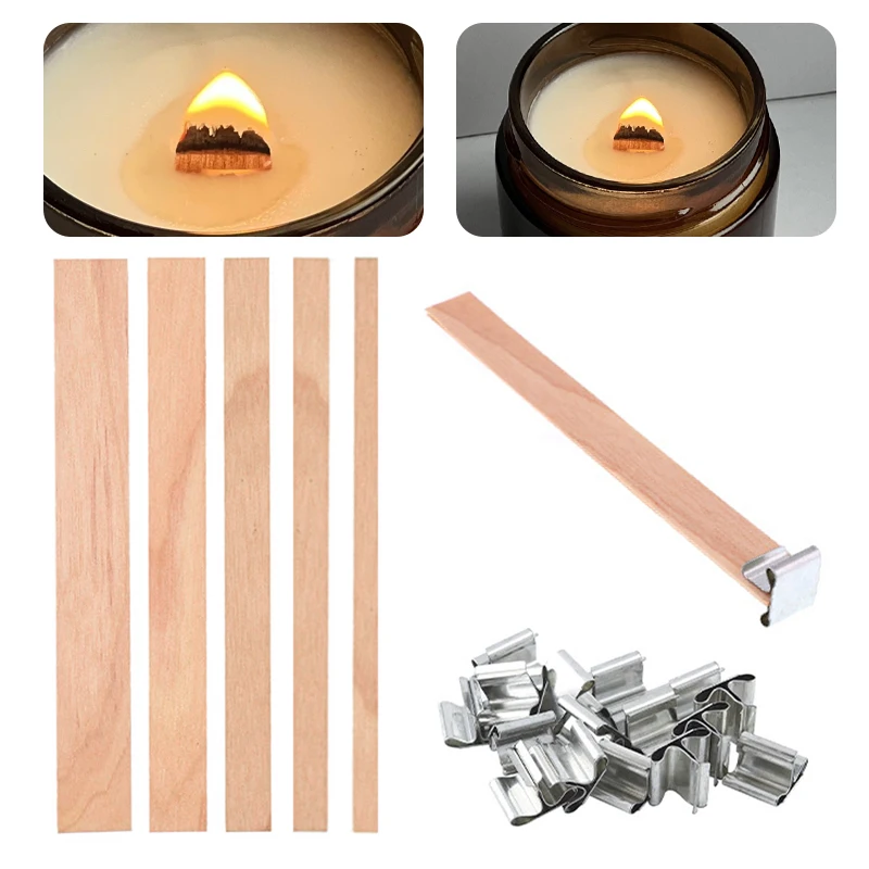 10/20/40Pcs Handmade Wood Wooden Wick Wax Candle Core Sustainers Tab With  Metal Stand DIY Candle Making Supply Sets Home Decor - Price history &  Review, AliExpress Seller - Worldwide Tool Store