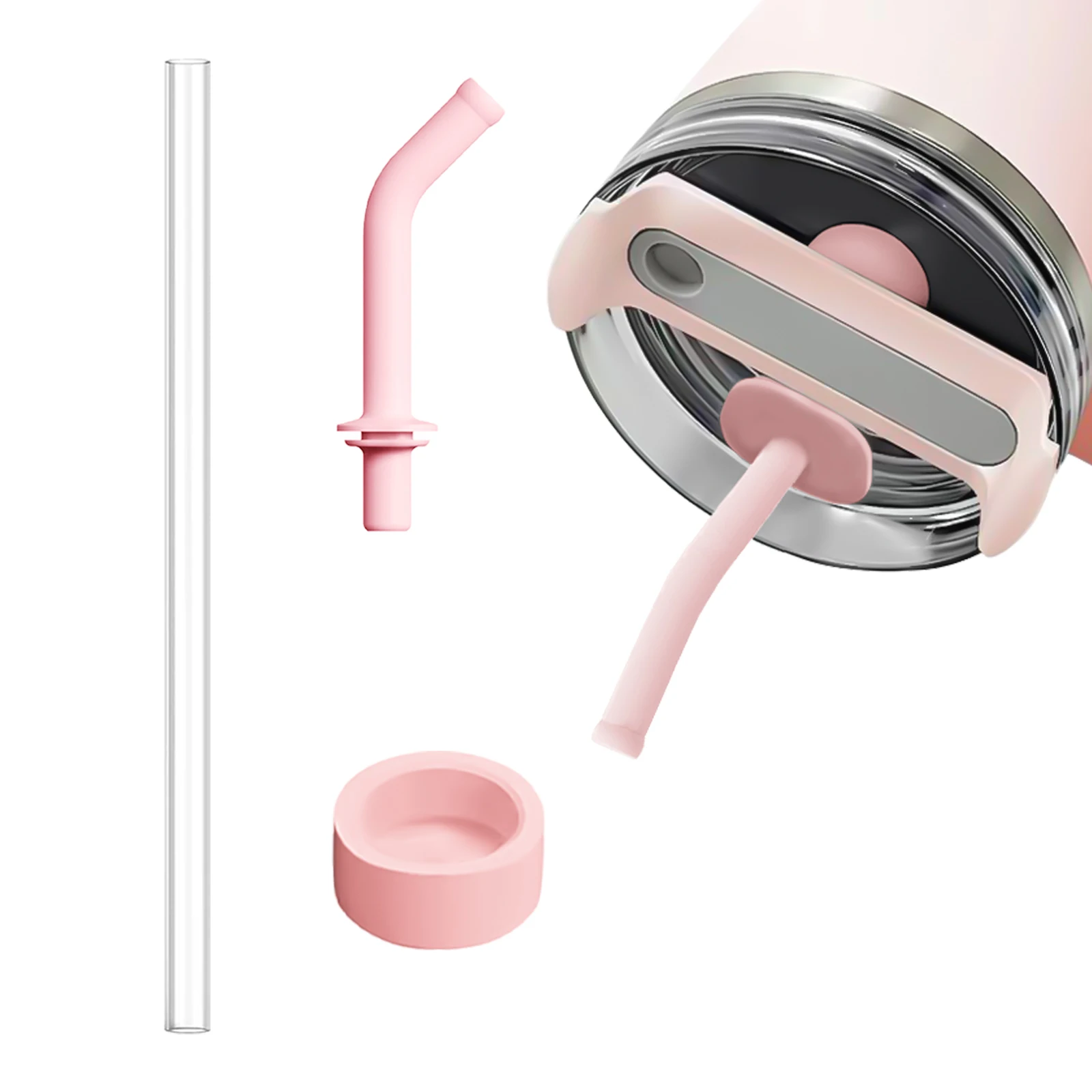 Set a prova di perde per accessori Stanley Quencher 2.0 1.0, cannucce anti-fuoriusca in silicone 2 in1, cannucce di estensione da 9,4, tappo anti-fuoriusca  15