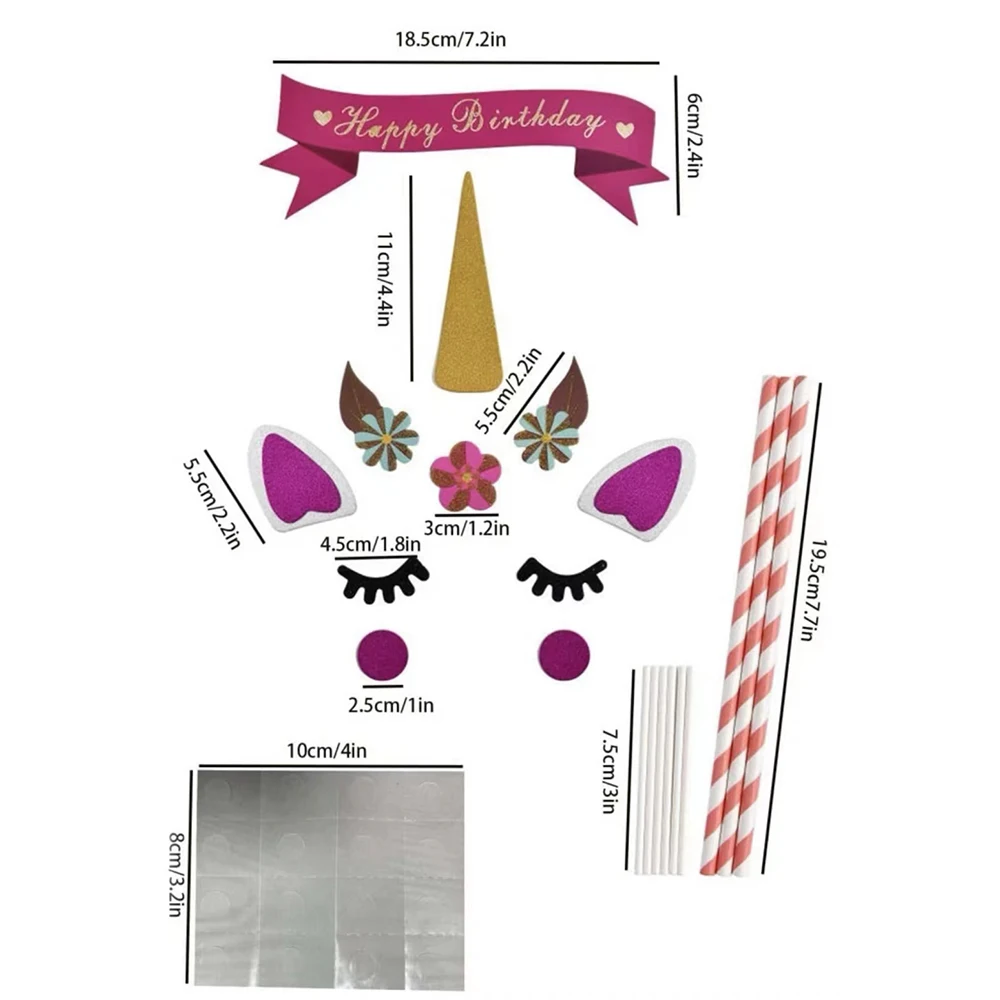 1 סט unicorn קריקטורה שמח יום הולדת עוגת טופר עיצוב חמוד יום הולדת קישוט לאספקה