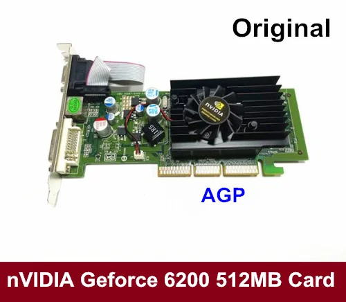 Placa Gráfica de Vídeo Nvidia Geforce 6200 512m Agp 8x Gf6200 Ddr2 Novo de Alta Qualidade