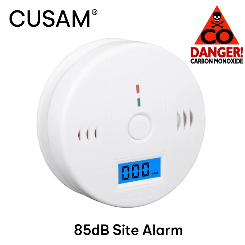 

CUSAM Carbon Monoxide Detector with LCD Display 85dB Siren Site Alarm Sound Independen CO Sensor Poisoning Warning Alert