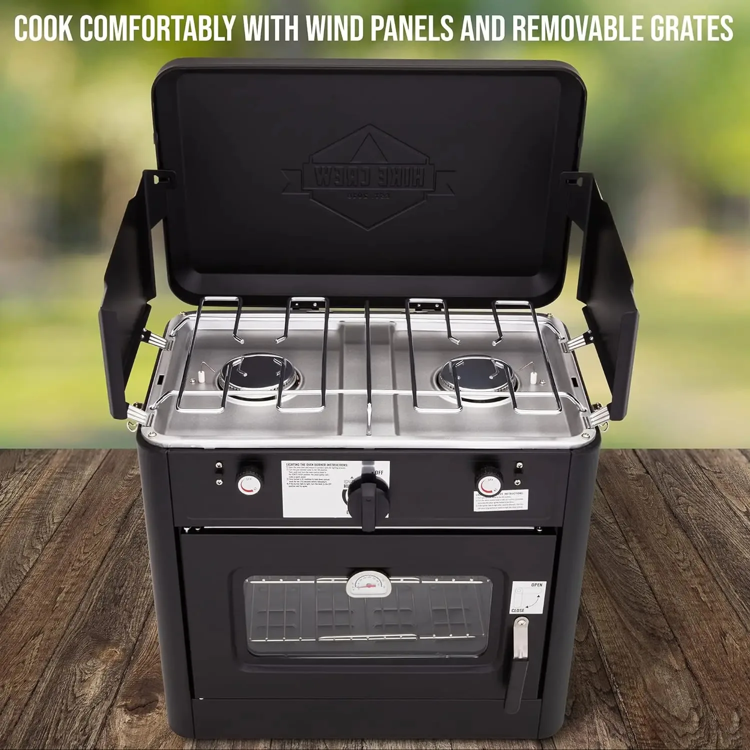 Hike Crew Outdoor Gas Camping Oven with Carry Bag, Portable Propane-Powered 2-Burner Stove, Auto Ignition