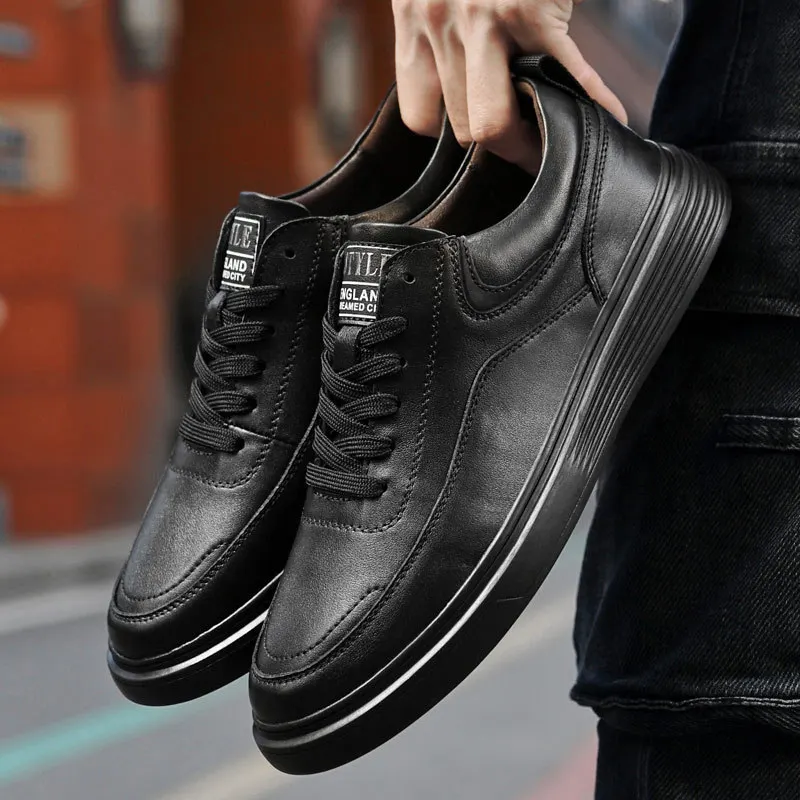 

NEW Small white shoes men's trend low top layer cowhide men's board shoes casual fashionable shoes men's leather shoes SIZE38-44