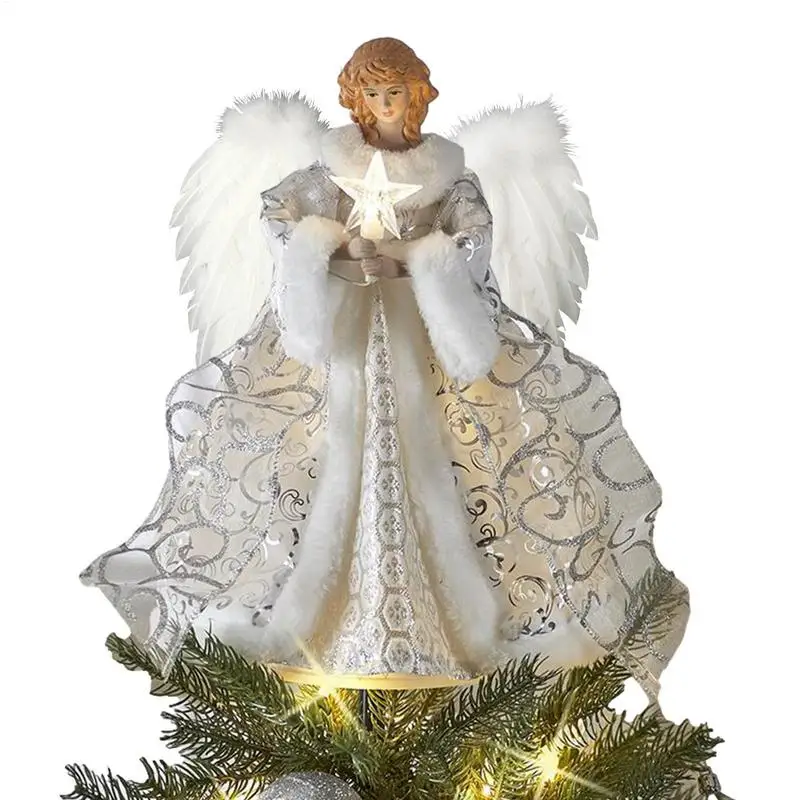 Christmas Tree Angel Decoration With Light String Christmas Tree Top Angel Pendant Tree Topper LED Glowing DecoFor Christmas
