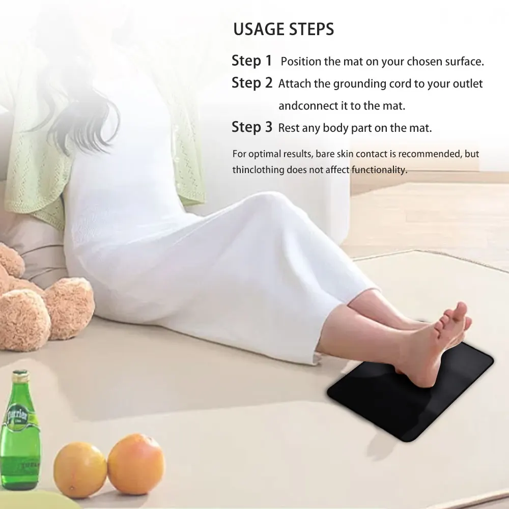 Grounding Mat Mouse Pad Conductive Vegan Leather 15 FT Connection cord Included for Home office Earth Connected Wellness Balance