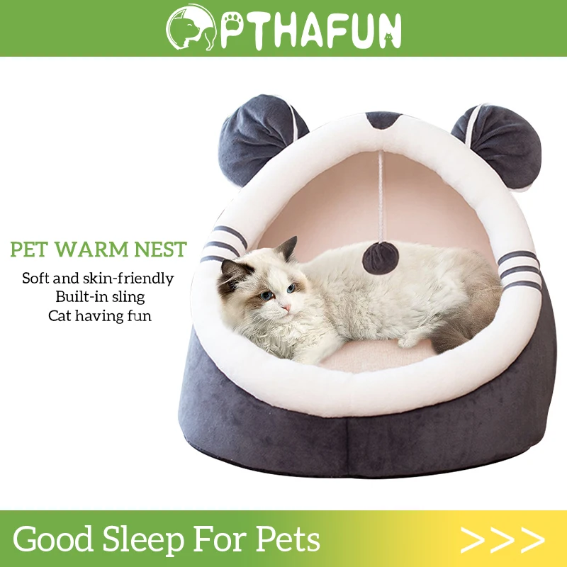 Warm Cat Bed Cute Cat House Foldable Kitten Cushion Winter Pet Enclosed
