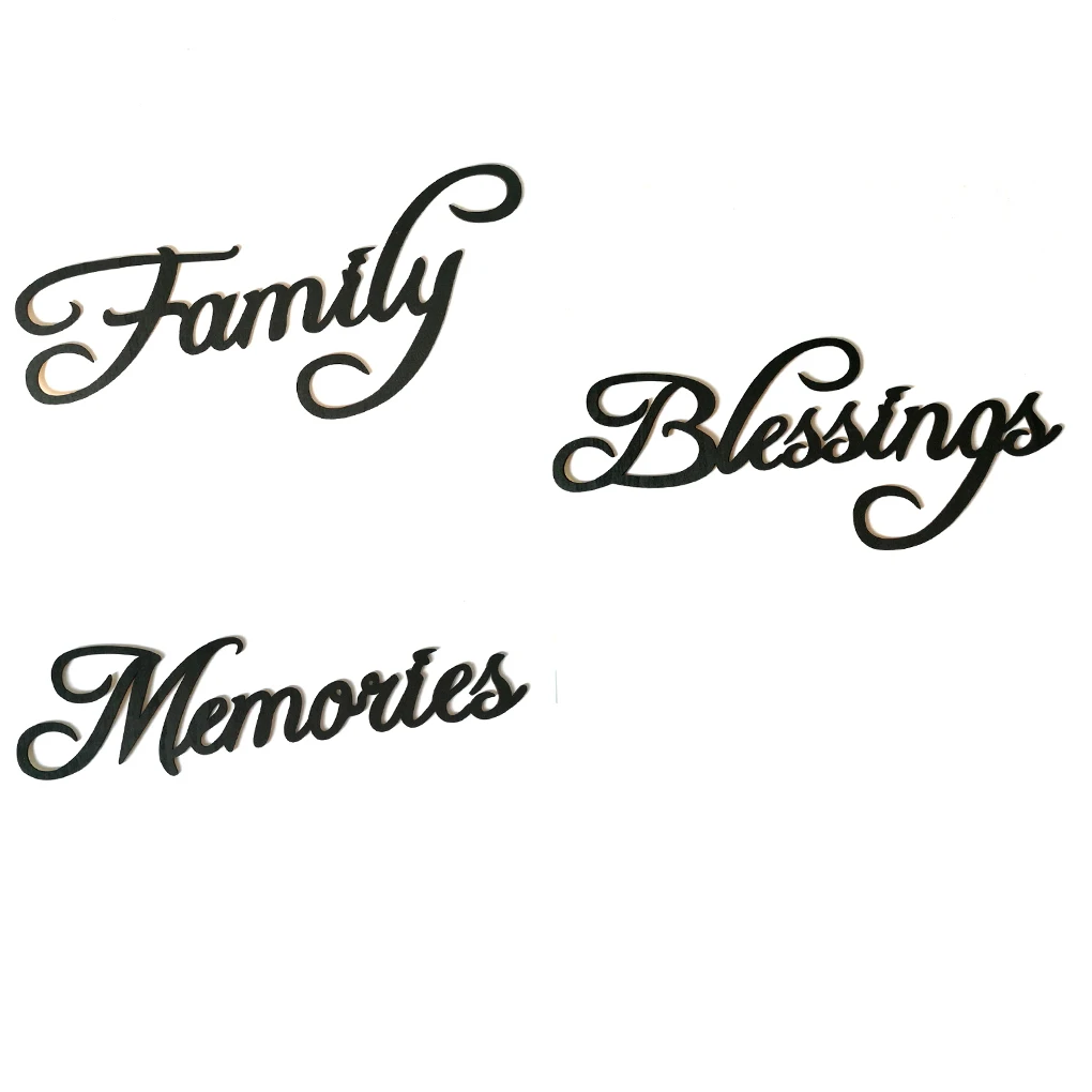 Family Memories Blessings Letter Wooden Wall Sticker Wood Hanging Sign Word DIY Home Bar Decoration Ornament
