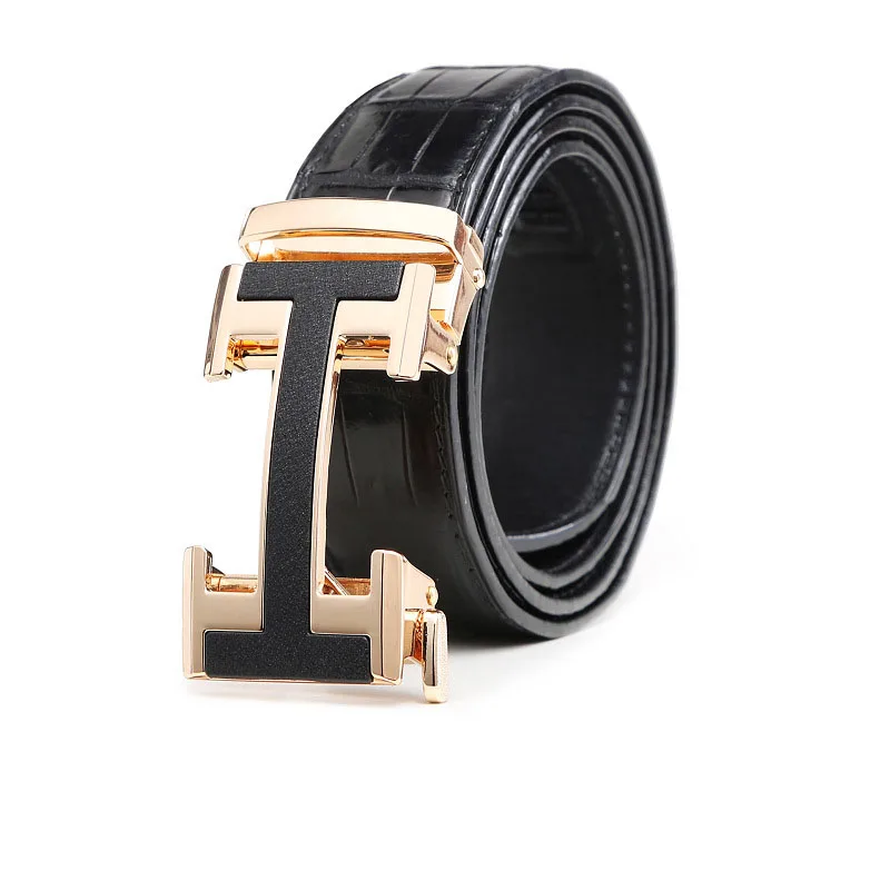 

High-end luxury men's belt, real alligator skin automatic buckle belt