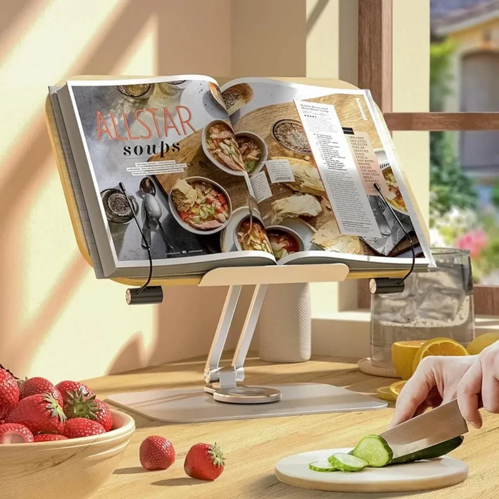 Adjustable Reading Bookshelf Multi-functional Foldable Aluminum Alloy Reading Stand Portable Rotation Ergonomic Design Bookshelf 2