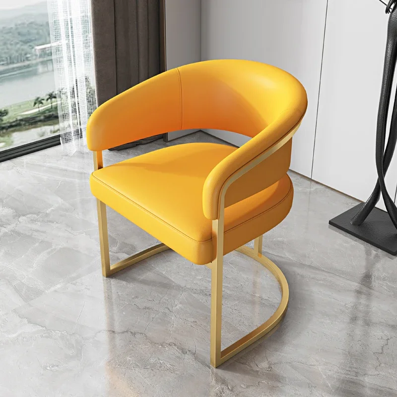 

PU Leather Designer Nordic Dining Chair Arm Dresser Salon Design Luxury Dining Chair Metal Modern Sillas Home Furniture WK50DC