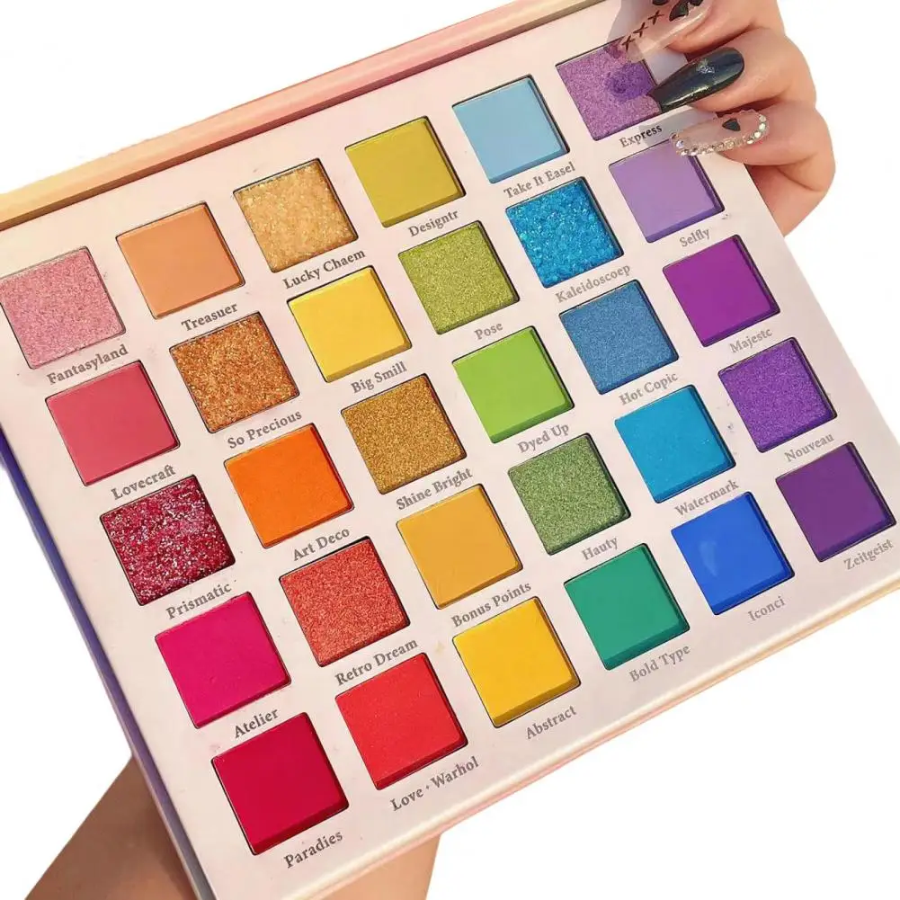 Highly Pigmented Smooth Texture 30-color Pearly Matte Glitter Eyeshadow Rainbow Palette for Lady