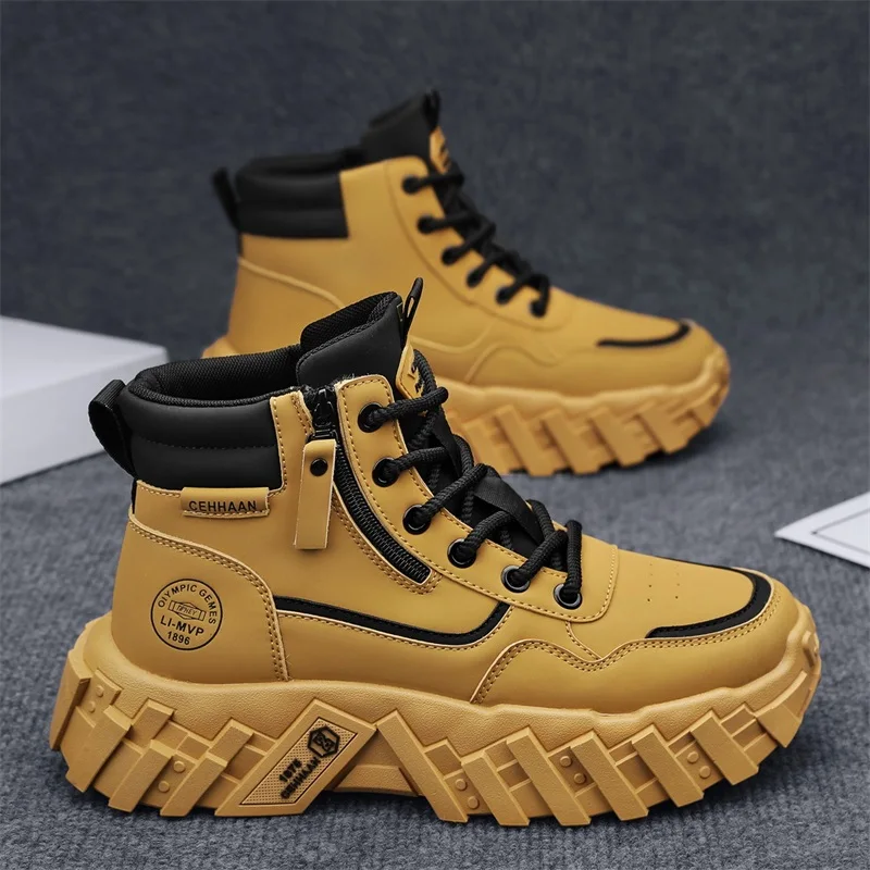 Botines altos de hombre para invierno con forro casuales_voghion.com