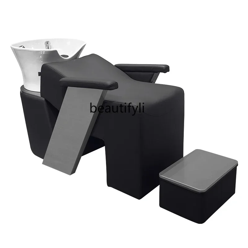 

Barber Shop Shampoo Chair Special Hair Salon Hairdressing Lying Half Stainless Steel Ceramic Basin Flushing Bed