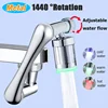 Upgraded LED Temperature Sensor Kitchen Faucet Extender Metal Bathroom Sink Sprayer 1440 Degree Rotation Tap Faucet Extension 1