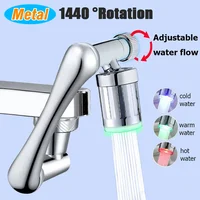 Upgraded LED Temperature Sensor Kitchen Faucet Extender Metal Bathroom Sink Sprayer 1440 Degree Rotation Tap Faucet Extension 1