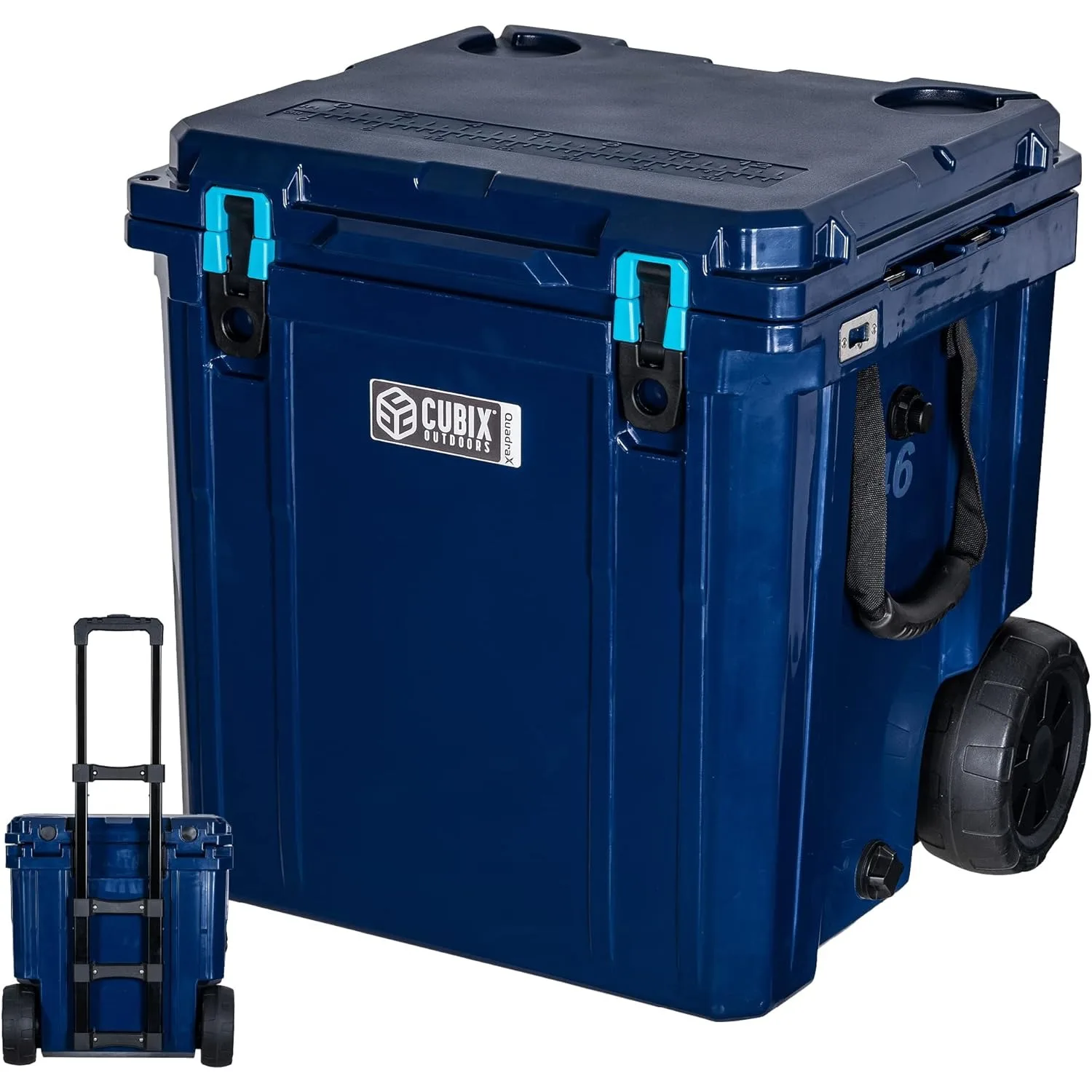

QuadraX 46 Quart Wheeled Rotomolded Portable Hard Cooler for Camping Fishing Beach Heavy Duty Insulated Ice Chest
