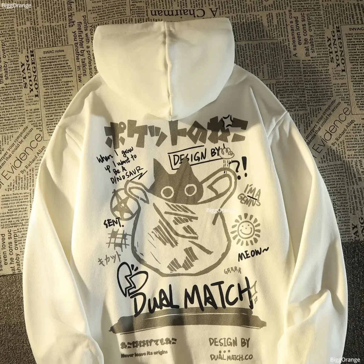 

New in Retro Cat hoodie Strtwear Women Loose Japanese Oversize Silver Fox Velvet Coat Y2k Sweatshirts Casual Kawaii clothes