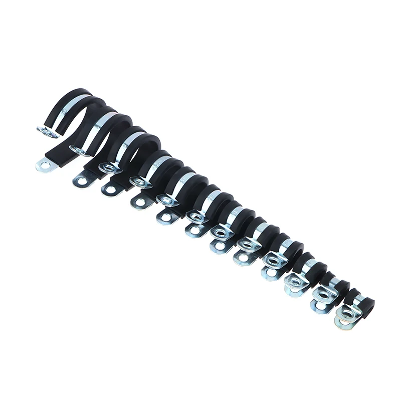 2pcs Stainless Steel Rubber Lined P Clips Cable Mounting Hose Pipe Clamp R type rubber cable fixing pipe clamp