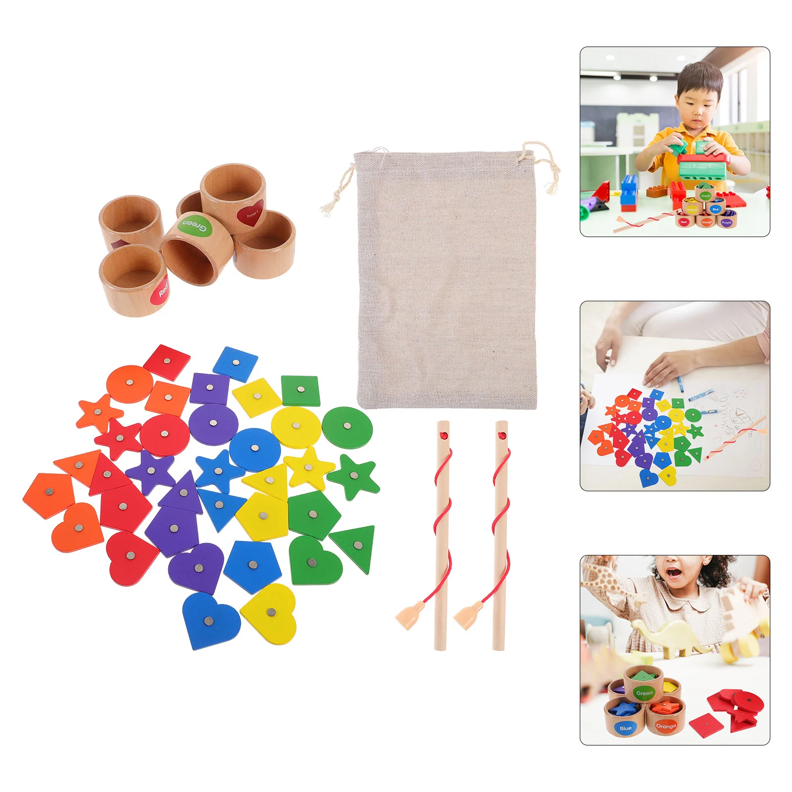 

Toddler Toys Kids Portable Wooden Learn Montessori Shapes Sorting Fine Motor Skills Playthings Child