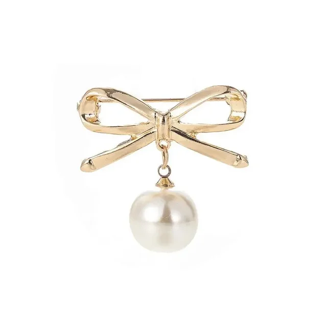 Simple Fashion Bow Brooches for Women Bowknot  Pin Pearl Pendant Safety Lapel Pins  Wedding Jewelry Accessories 6