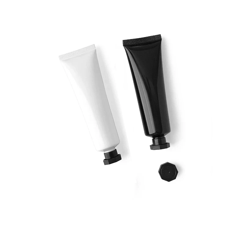 밝은 검정색 빈 소프트 튜브 화장품 크림 로션 샴푸 용기 50ML, 페이셜 클렌저 용기 짜기 튜브