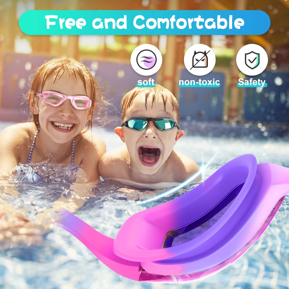 Kids Swimming Goggles Girls Boys Swimming Goggles  Anti-Fog Goggles UV Protection No Leakage Gift Case For 3-14 Yea 4
