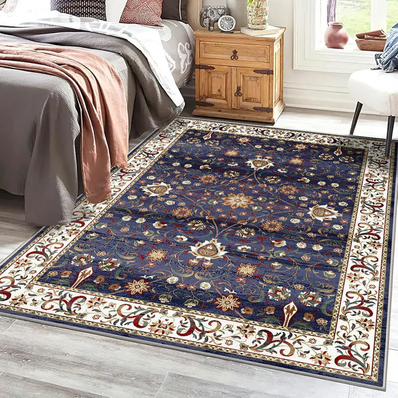 

Ethnic Distressed Velvet Area Rugs Floor Carpets for Living Room Bedroom Foldable Homestay Anti-slip Soft Machine Washable Mat
