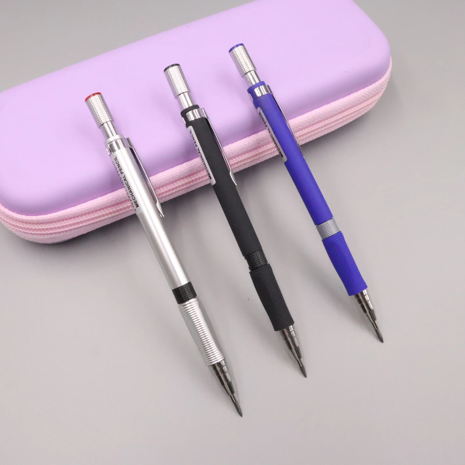 2.0 Retractable Mechanical Metal Plastic Pencil Colored Black 2mm Refill 2B Lead for Sketch Drawing School Drawing Pencil 6