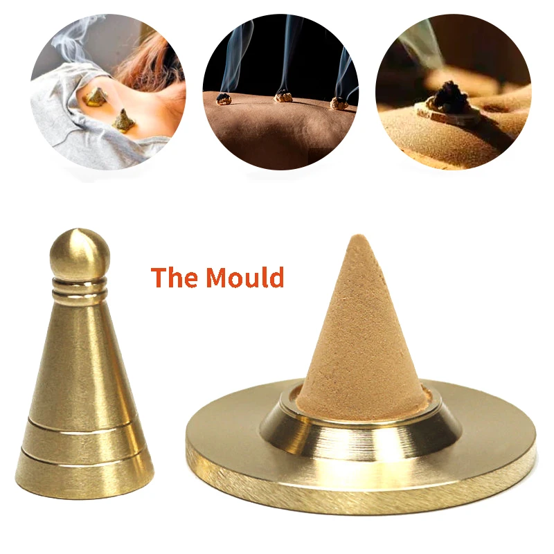 

2Pcs/Set Mould+Base Copper Moxa Box Moxa Tower Mould Body Moxibustion Therapy Acupuntura Acupoint Heating Back