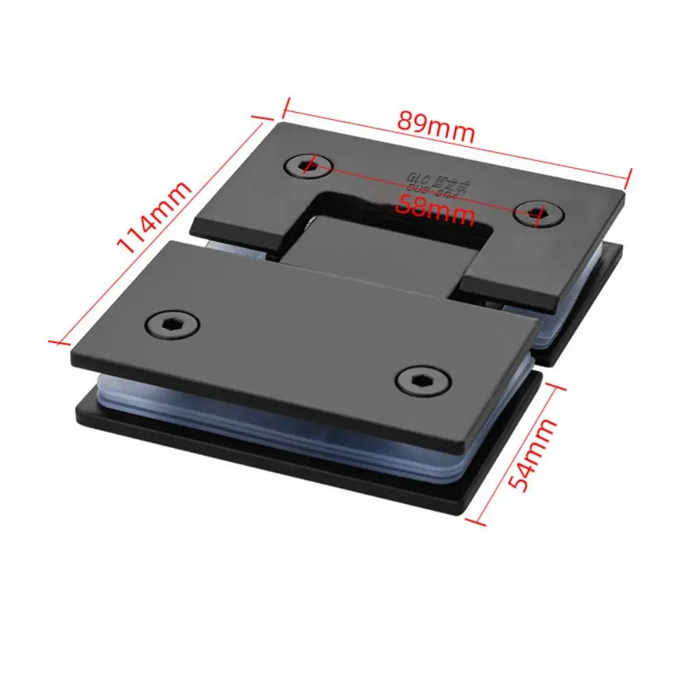 บานพับประตูห้องน้ำสแตนเลส สีเงิน/สีดำ/สีทอง ตัวยึดประตูกระจกแผ่นแข็ง คลิปยึด รับน้ำหนักได้ดี 1