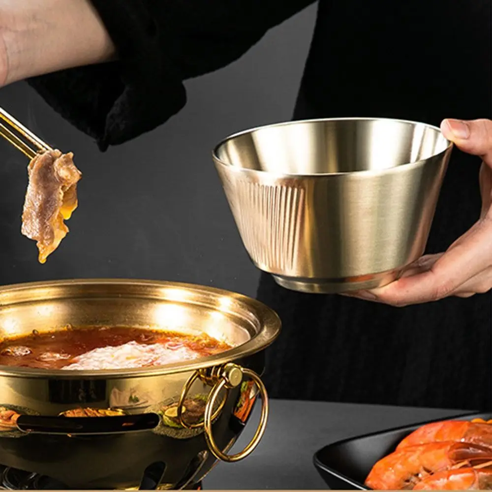 Description Picture 4 of itemAnti Scald Stainless Steel Bowl Stackable Wide Mouth Dessert Serving Bowl Heighten Bottom Heat-resistant Double Layer Soup Bowl