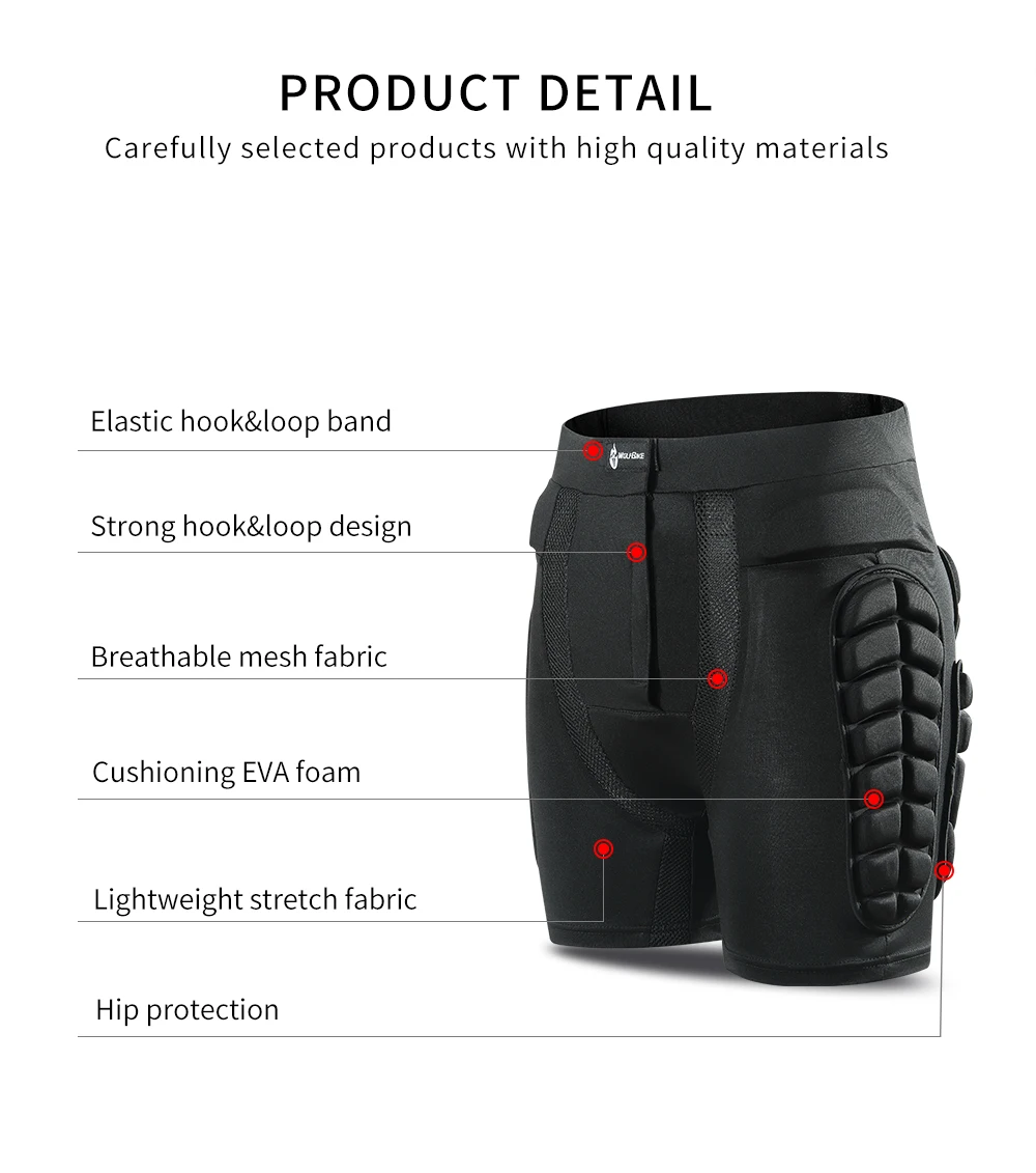 WOSAWE Outdoor Sports Ski Skate Snowboard Protection Skiing Protector Knee Pads Skating Protective Hip Padded Shorts XS-3XL