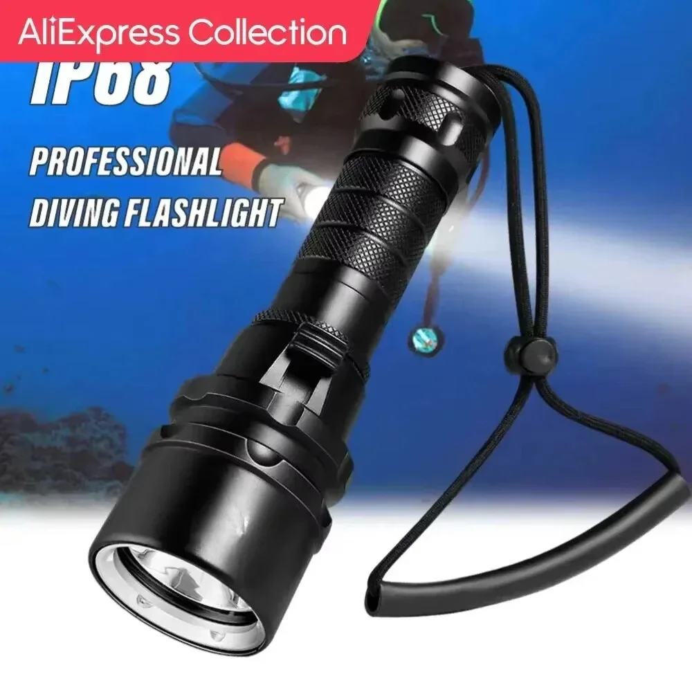 Professional High Power Diving Flashlight IP68 Waterproof