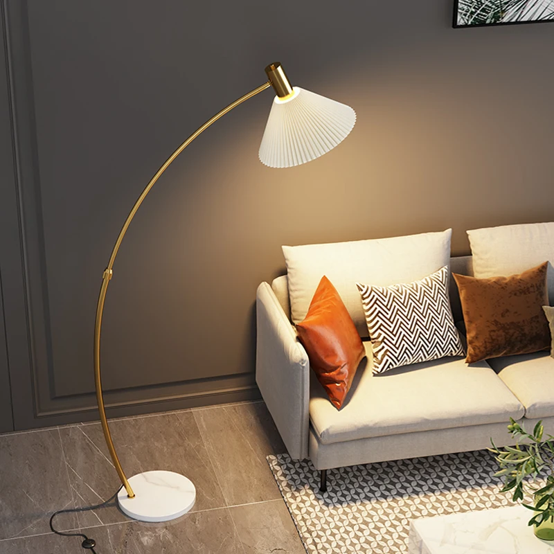 

Nordic Modern Bedroom LED Floor lamp Home Fishing Decorative Vertical Big LED Marble Floor Lamp