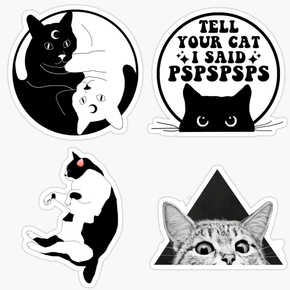 

Peeking Cat Sticker Black Cat sticker Laptop Laminated die cut sticker Animal Laptop and Water Bottle Stickers