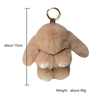 ZAKOL 15cm Fluffy Rabbit Fur Pompon Bunny Keychain Soft Cute Rabbit Toy Key Chain Bag Decoration Accessories Gift for Girls 6