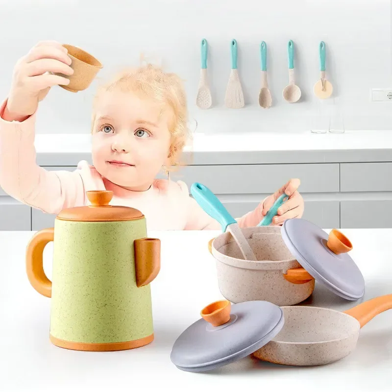 

Kitchen Children Mini Toys Straw Play House Kitchen Tall Pot 14pcs Toys Simulation Kitchen Utensils Toys For Children Gifts