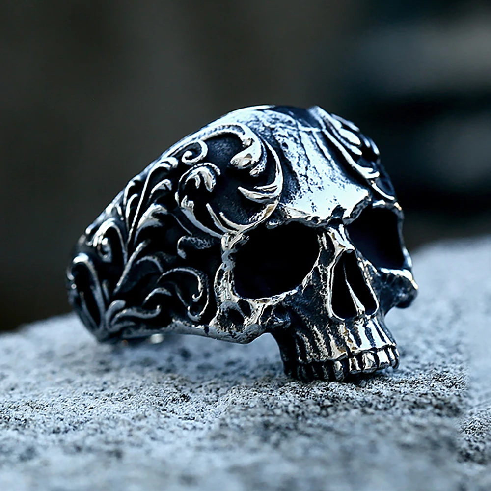 Anillo De Calavera De Acero Inoxidable Negro Punk ... - Grandado