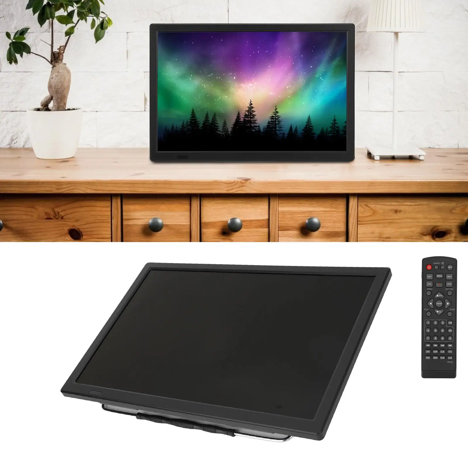 15.5 Inch Portable Digital TV-ATSC, High Sensitivity, US Plug 110-220V, Compact & Versatile