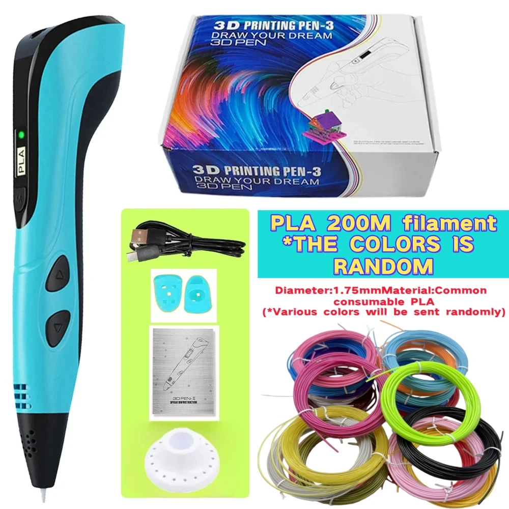 Enhanced 3D Printing Pen with LED Display and PLA Filament - Perfect Gift for Birthdays or Christmas