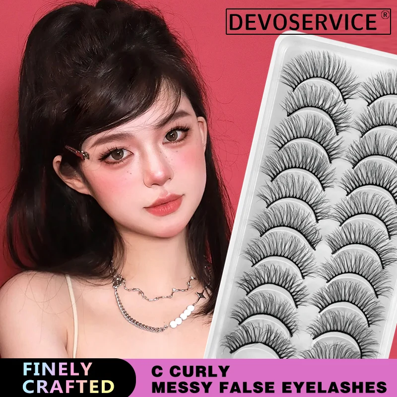 

Fluffy Lashes 10 Pairs C Curl Russian Lashes Mink Eyelashes Reusable Thick Russian Strip Lashes Eye Lash Extensions Wholesale