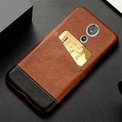 Luxury Card Slot Mixed Splice PU Leather Phone Case Cover for Moto G6 (Brown - Black)