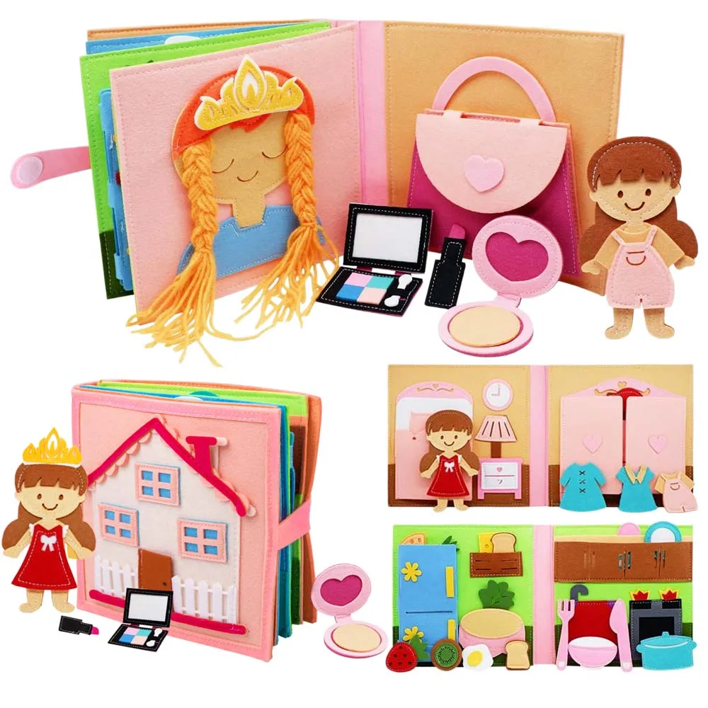 Montessori Felt Busy Toddle Quiet Book Preschool Daily Learning Activities Educational Travel Toys For Kids Age 2+_voghion.com