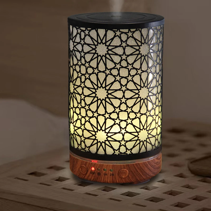 100ml Essential Oil Aroma Diffuser Timing Function Hollow Ultrasonic Air Humidifier Smart Home Appliance With LED Light_voghion.com
