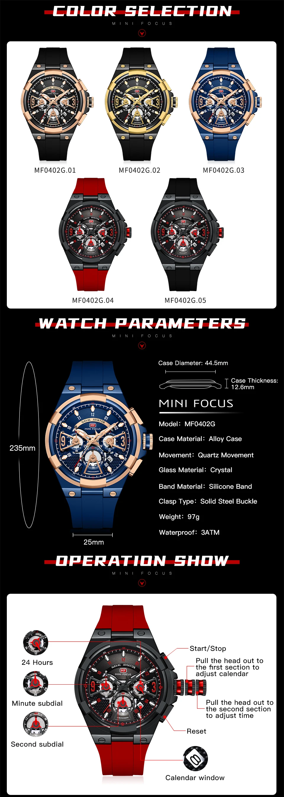 MINI FOCUS Quarzuhr für Herren, wasserdicht_voghion.com