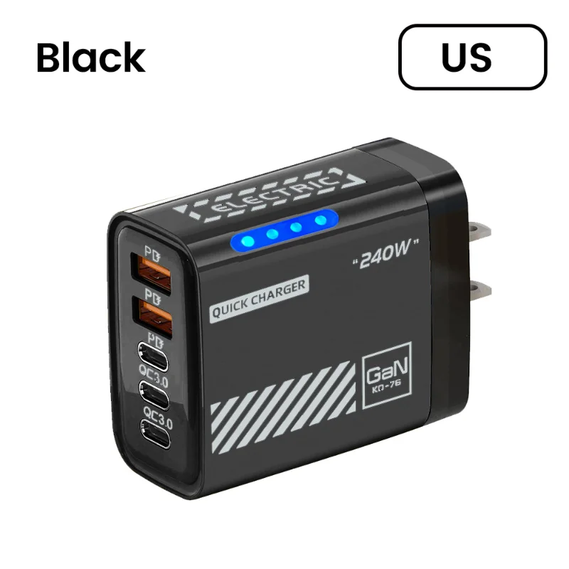 ตัวเลือกสินค้า อะแดปเตอร์ชาร์จไฟ GaN 240W 5 พอร์ต ชาร์จเร็ว สำหรับมือถือและโน้ตบุ๊ก