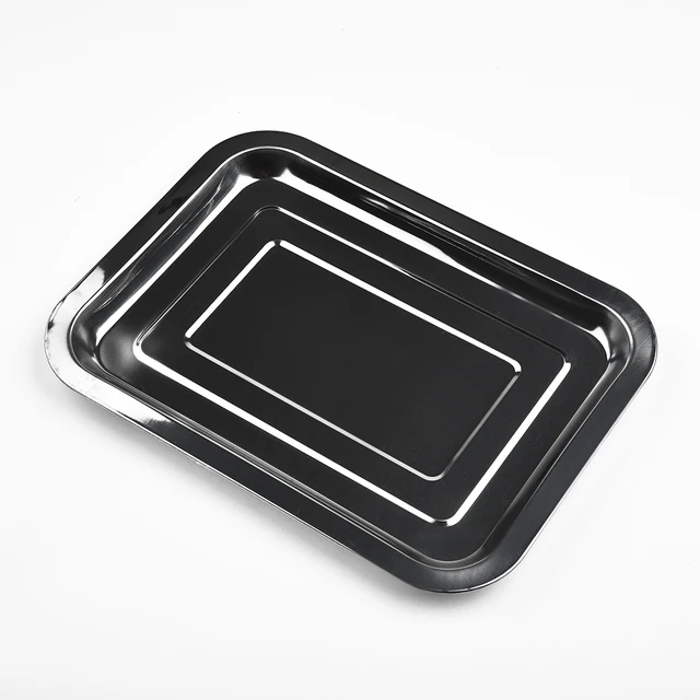 Stainless Steel Baking Tray Rectangle Baking Sheet Pan Non-stick Chips Basket Baking Dish For Toaster Oven Cookie Baking 4