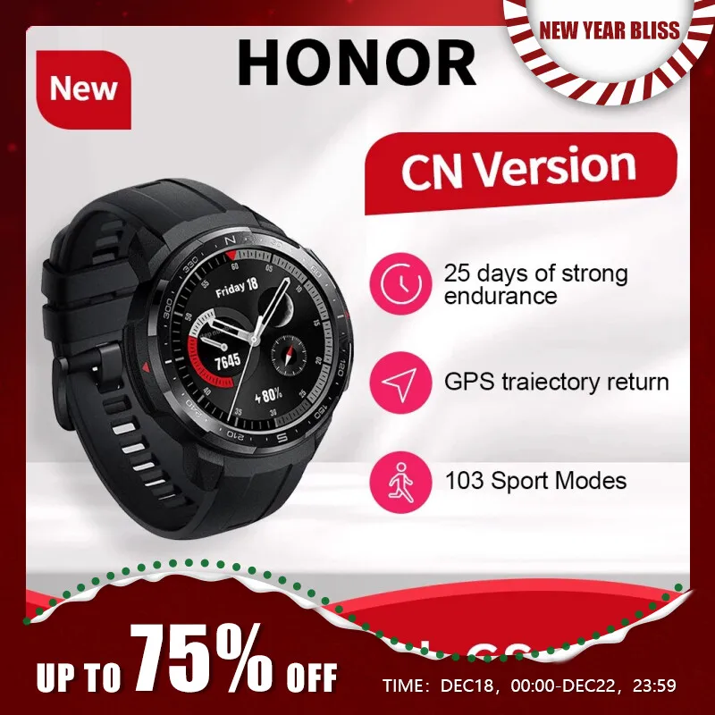  Honor Smart Watch GS Pro 103 Sport Modes 5ATM 1.39'' Screen Watch Heart Rate Monitoring GPS Smartwatch Bluetooth Call for Men 